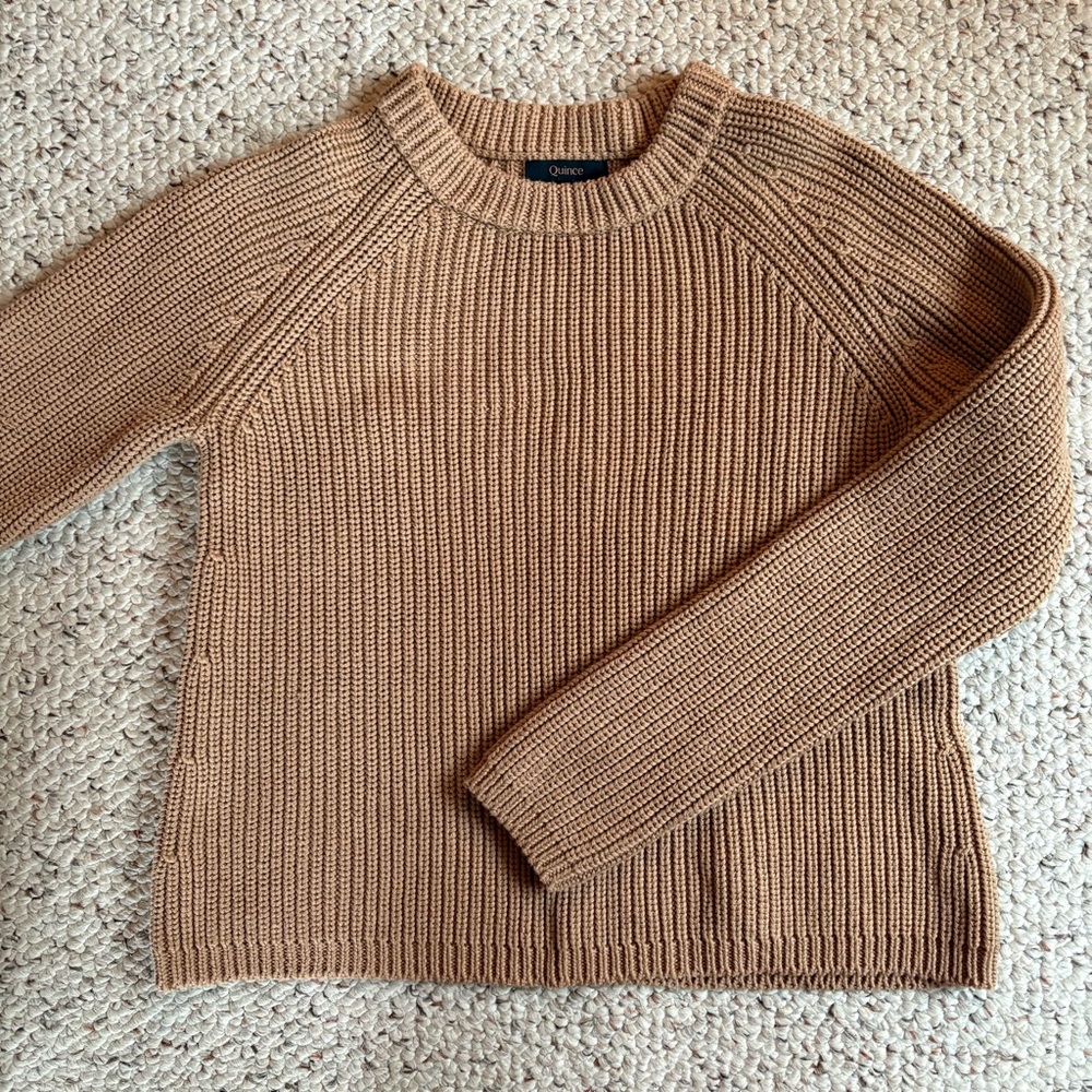 EUC Quince Tan Fisherman Organic Cotton Crewneck Sweater